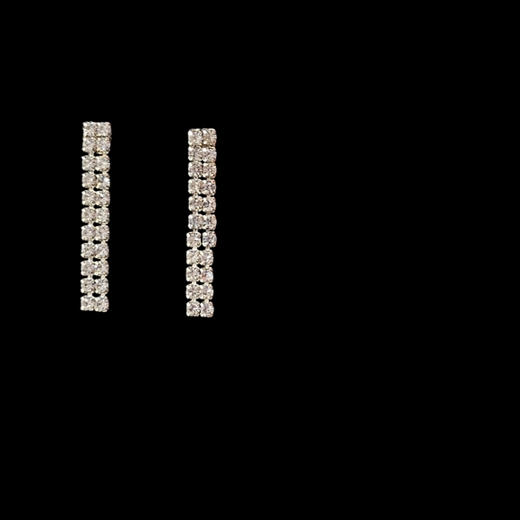 Rhinestone earrings, elegant drop style with Sterling Silver studs - Picture 3 of 6